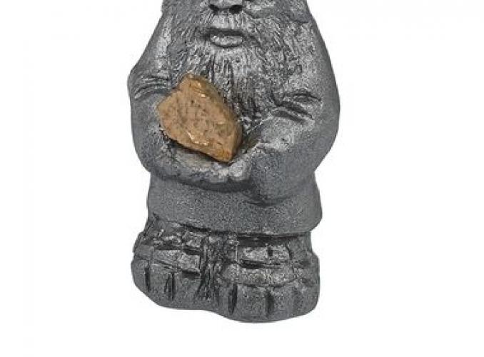 Статуэтка Домовой с самородком серая, металлик